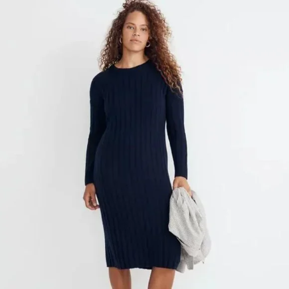 women's midi sweater dress The Long Sleeve Ribbed Sweater Midi Maternity Dress – Ingrid & Isabel